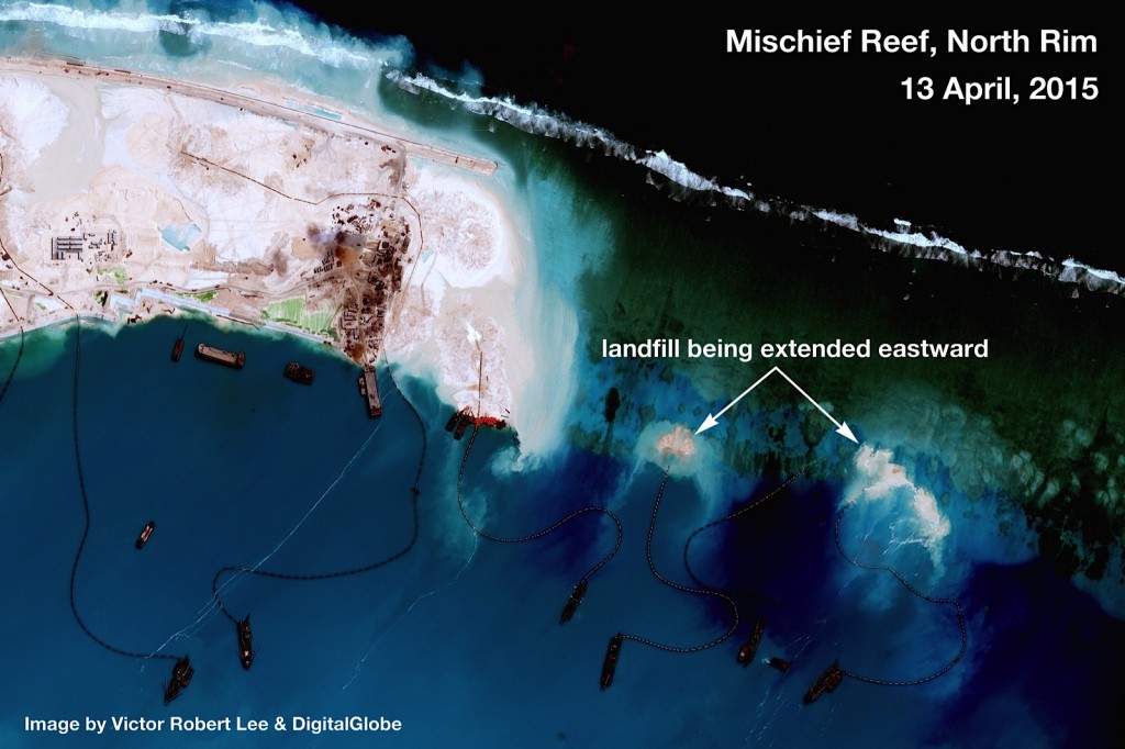 Building developments on Mischeif Reef, Spratly Islands