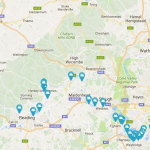 Map of moorings on the River Thames