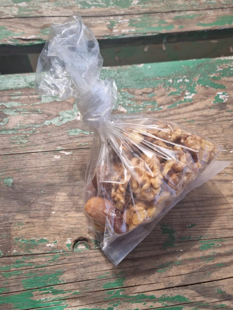 Bag of nuts, dates and raisins