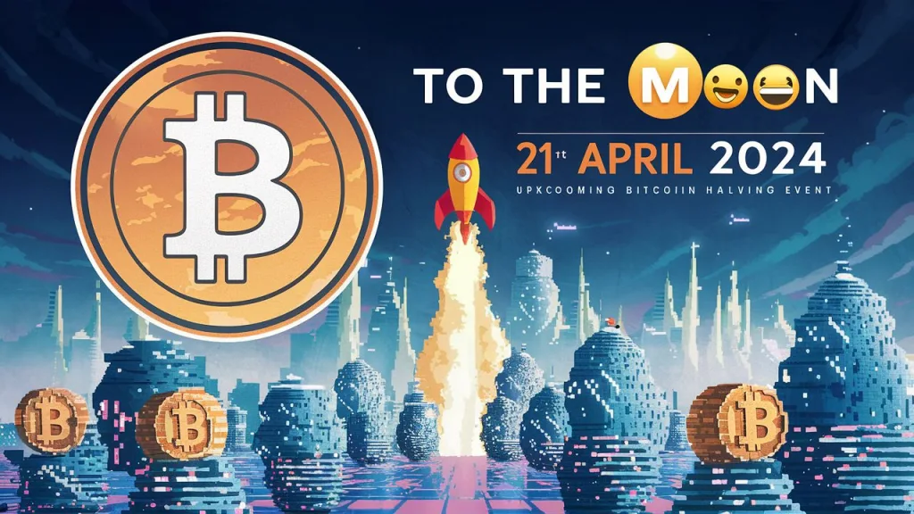 Bitcoin halving banner for April 2024 