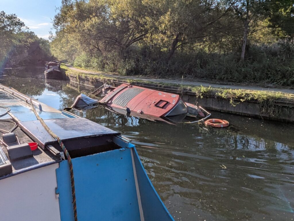 Sunk boat on the grand union